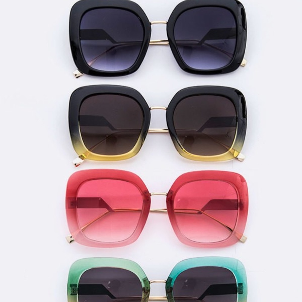 Lucite Square Frame Oversize Sunglasses